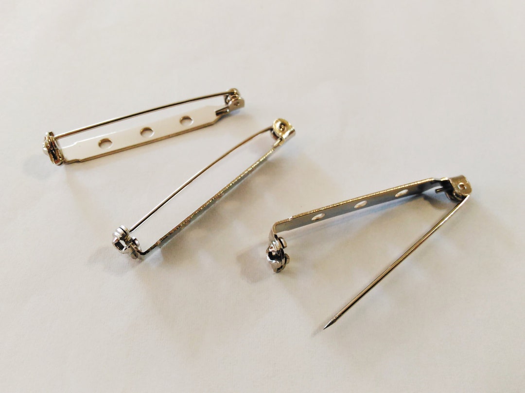 5 Silver Brooch Back Bar Pins With Safety Clasp 1inch Long Brooch