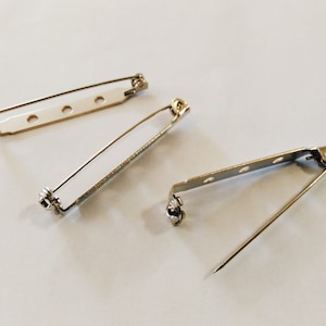 50 Silver Brooch Back Bar Pins with Safety Clasp | 1-inch Long | Brooch Findings and Components | DIY Jewelry Supplies Brooch Making Supply