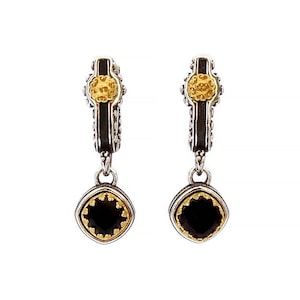 Byzantine Earring Laskaridis with Natural Garnet Gemstone Sterling Silver 925 Gold Plated