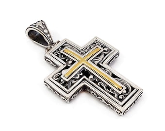 Byzantine Cross Pendant Laskaridis Sterling Silver 925 Gold Plated