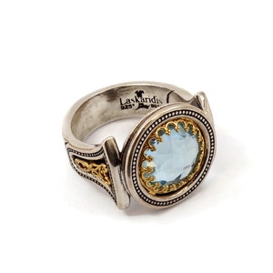 Art Handmade Ring Natural Sky Blue Topaz Ring, Gemstone Ring, Eternity Ring, Birthday Ring,  Gift for her, Sterling Silver 925, Gold Plated
