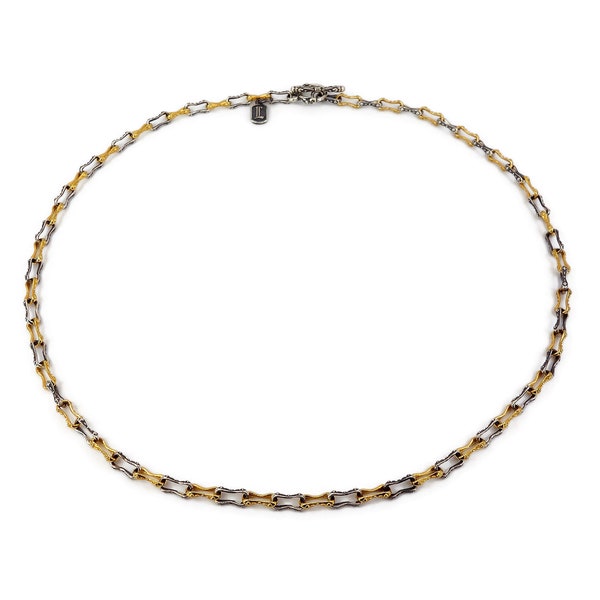 Byzantine Chain Laskaridis Handmade Sterling Silver 925 oxidized and Gold Plated