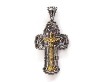 Byzantine Cross Pendant Laskaridis Sterling Silver 925 Gold Plated