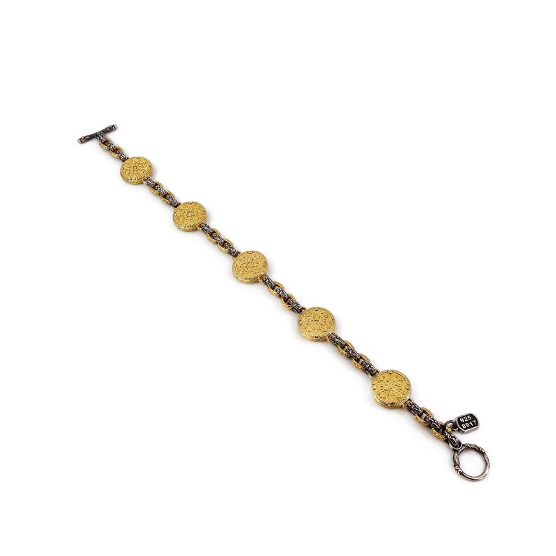 Byzantine Bracelet Laskaridis with Amethyst Zircon Sterling Silver 925 Gold Plated