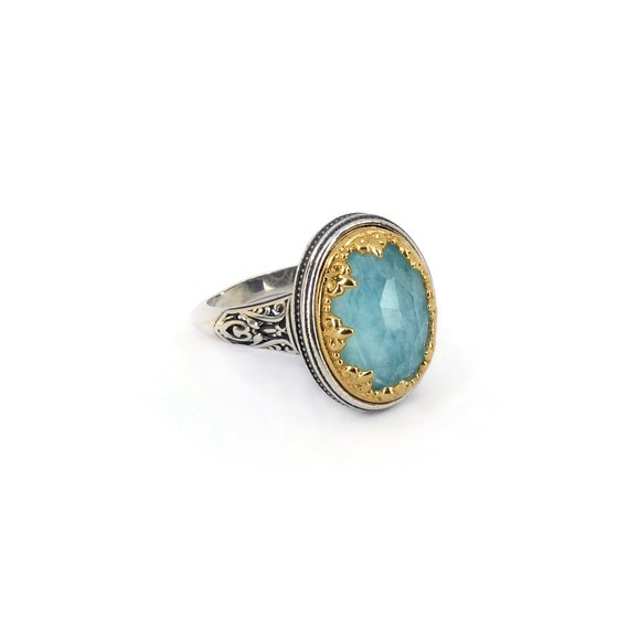 Gemstone Ring Doublet Amazonite Ring Antique Rings Byzantine