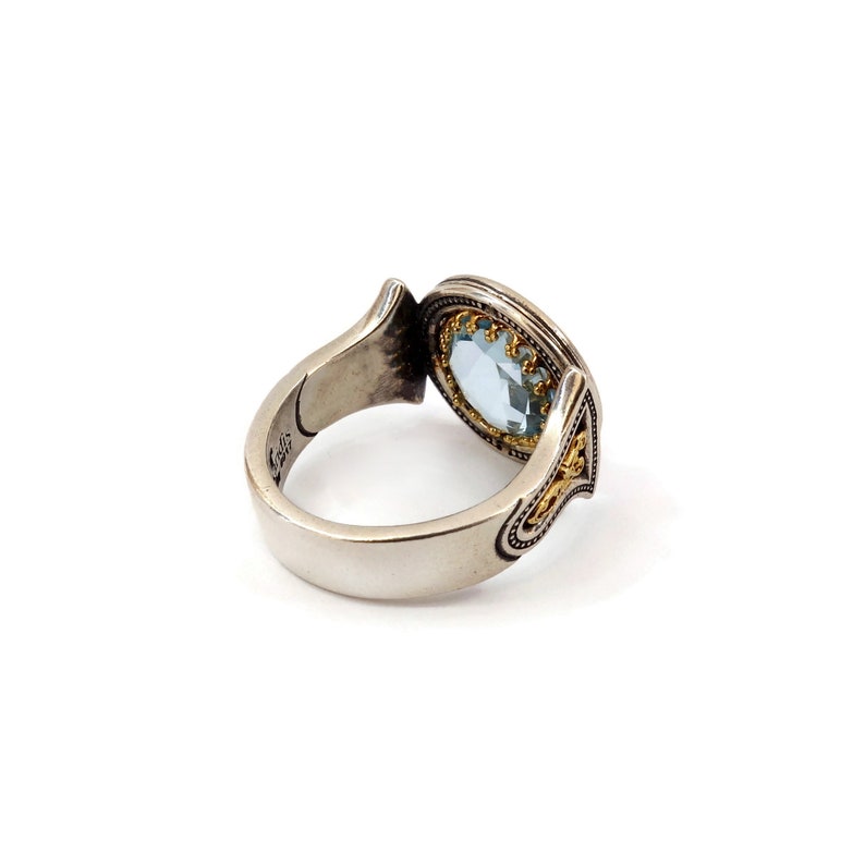 Gift for her Gold Plated Sterling Silver 925 Gemstone Ring Birthday Ring Eternity Ring Art Handmade Ring Natural Sky Blue Topaz Ring