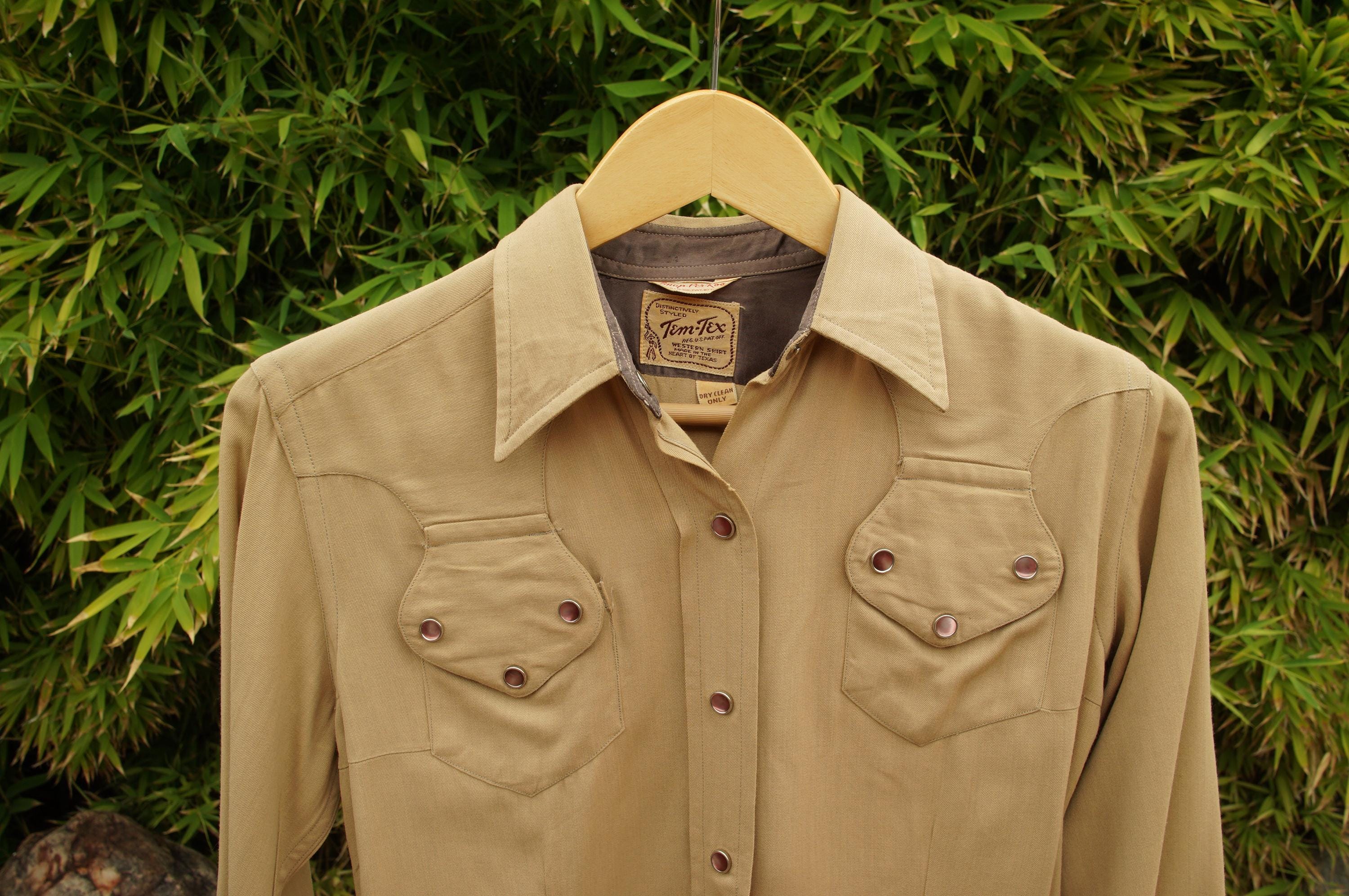 Vintage 40s Tem Tex Western Cowboy Rayon Gabardine 50s Cowgirl 