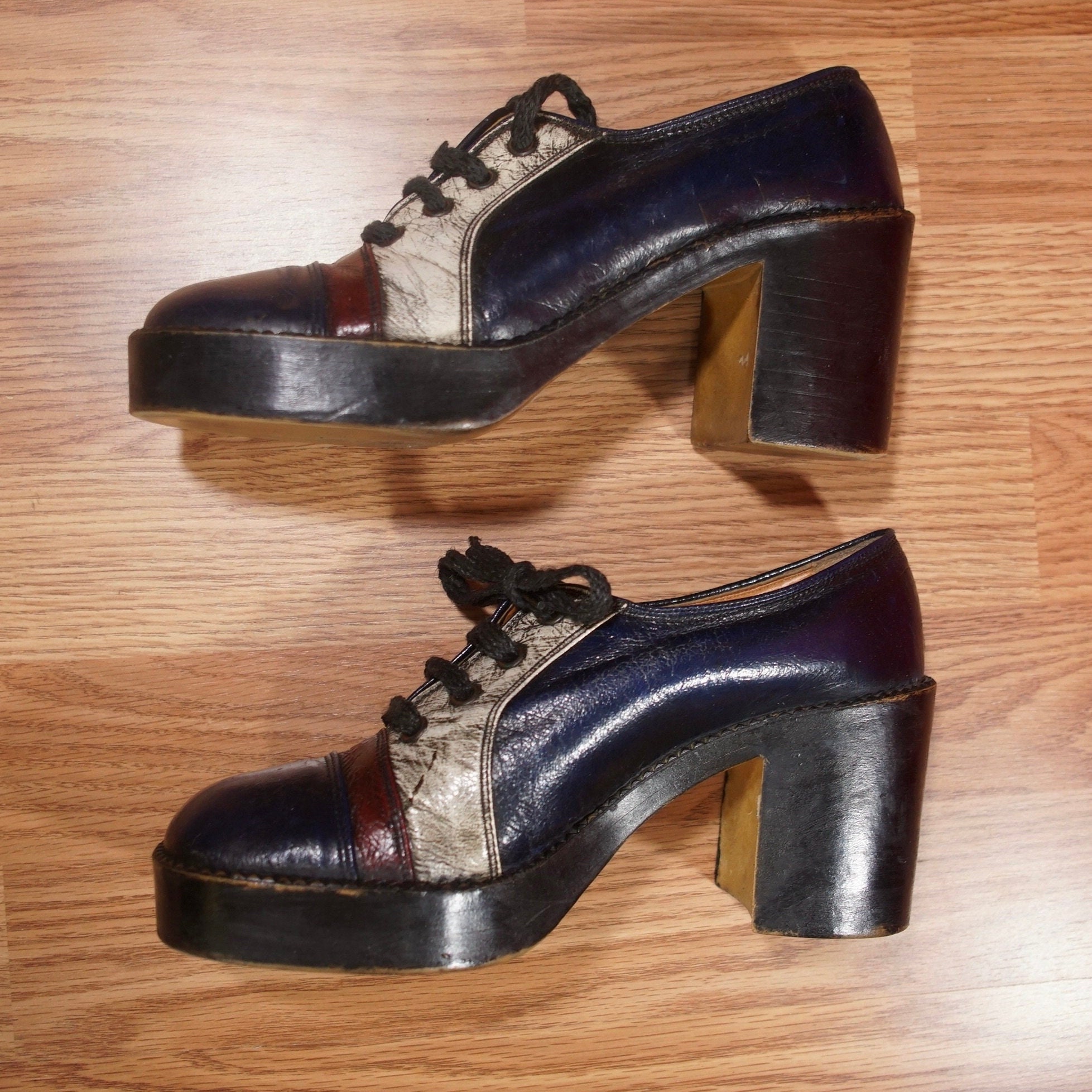 Vintage 70s Original Platform Shoes Disco Hippy Boho Hippie Chunky
