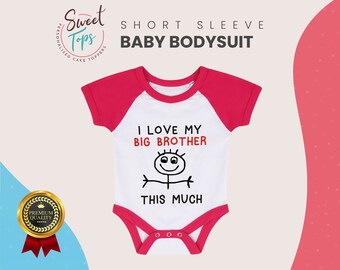 Amo mio fratello ricamato baby romper Babygrow REGALO CUORE BOY GIRL