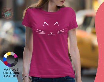 Cat Kitten Ladies Adults Short Sleeve T Shirt | Funny Novelty Top | Gift for Her | Birthday Present