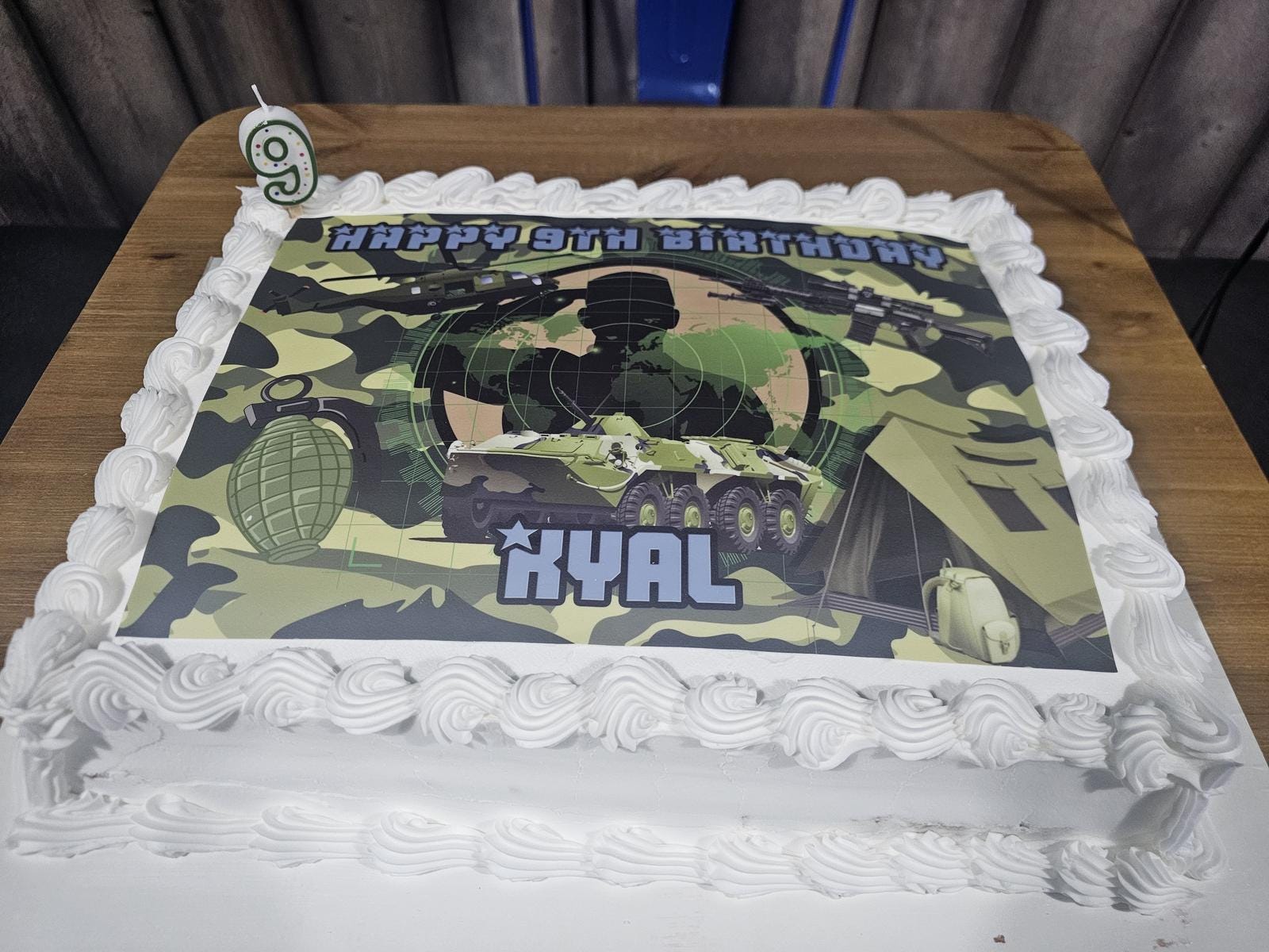 Decorazione per torta di compleanno commestibile rettangolare personalizzata militare dell'esercito - Italia