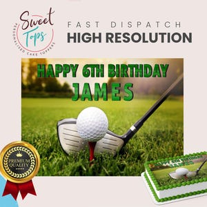 ゴルフパーソナライズ長方形食べられる誕生日ケーキトッパーデコレーション