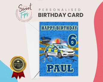 Gepersonaliseerde A5-verjaardagskaart Police | Elke naam en leeftijd:
