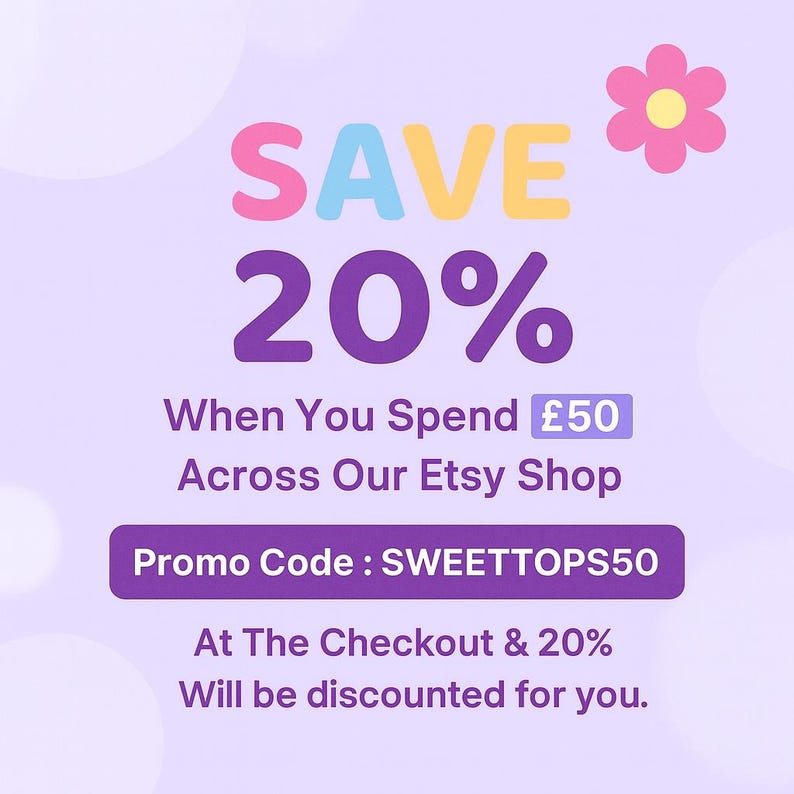 Sweet Tops Discount code when you spend £50 or more in a single transaction to receive 20% off