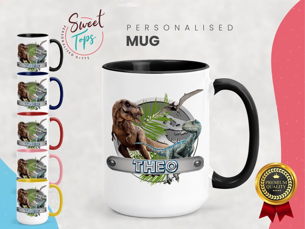 Tazza Dinosauro Personalizzata "Forte Come Un Dinosauro" - Brontosauro Regalo Simpatico Per Bambini - Tazza In Ceramica 330ml