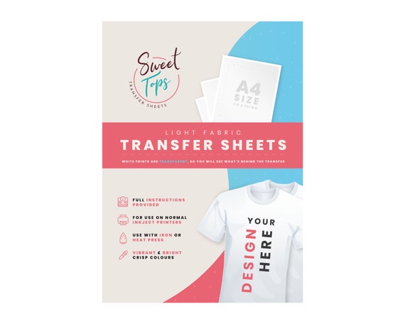 5 Sheets Inkjet Printable Iron-On Heat Transfer Paper A4 Size