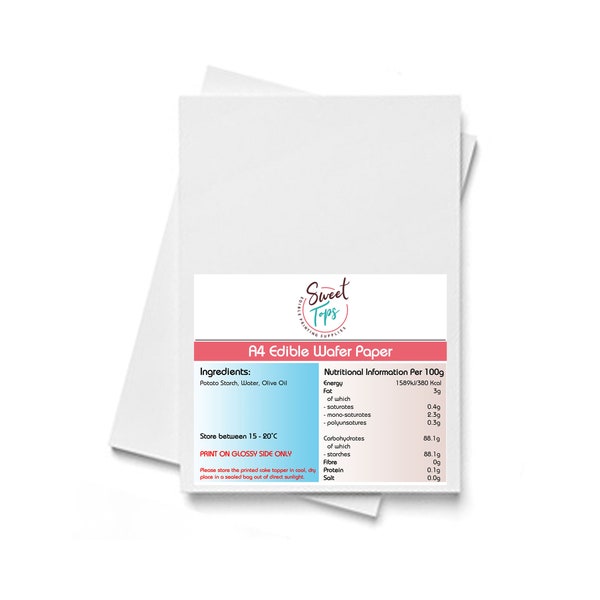 25x Essbares Oblatenpapier (Reispapier) zum Drucken | A4 Päckchen | Hohe Qualität