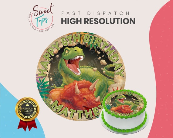 Dinosaur t-rex & Triceratops Round Edible Cake Topper - Etsy Australia Dinosaur t-rex & Triceratops Round Edible Cake Topper - Etsy Australia