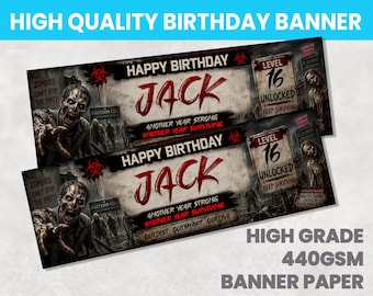 Zombies Personalised Birthday Banner Any Name Party Banners Girls Boys