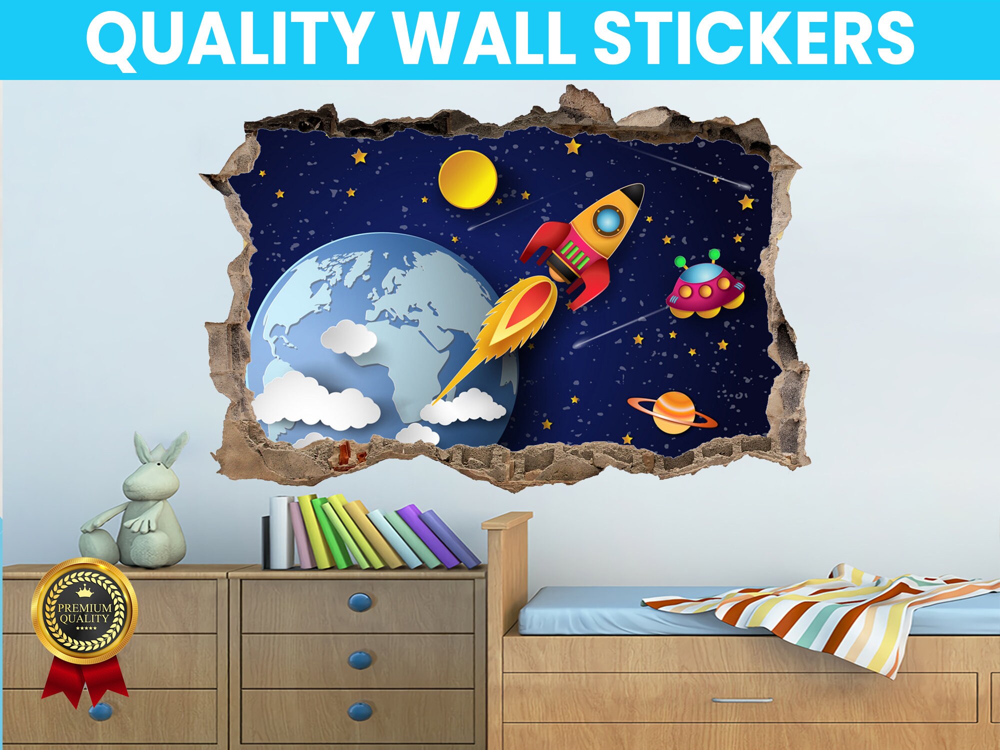 Children Space Theme Wall Decal Sticker Mural Poster Print Art Home ...