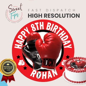 Boxing Round Edible Birthday Cake Topper Decoration Personalised