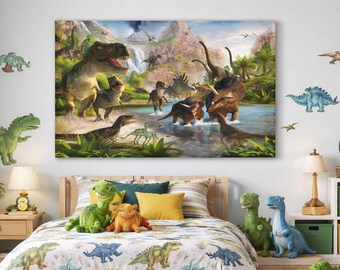 Kids Dinosaur Canvas Wall Art Picture Print