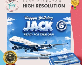 Flugzeug - Flugzeug personalisierte rechteckige essbare Kuchendekoration