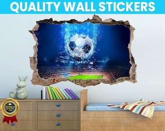 Autocollant Mural 3D Stade Bernabeu Real Madrid – Poster Sticker Géant Chambre Enfant, Décoration Foot Supporter, Vinyle Amovible