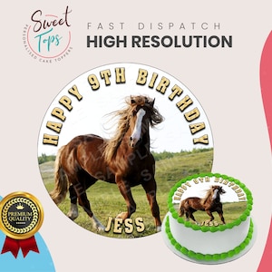 Horse Round Edible Cake Topper Birthday Decoration Personalised