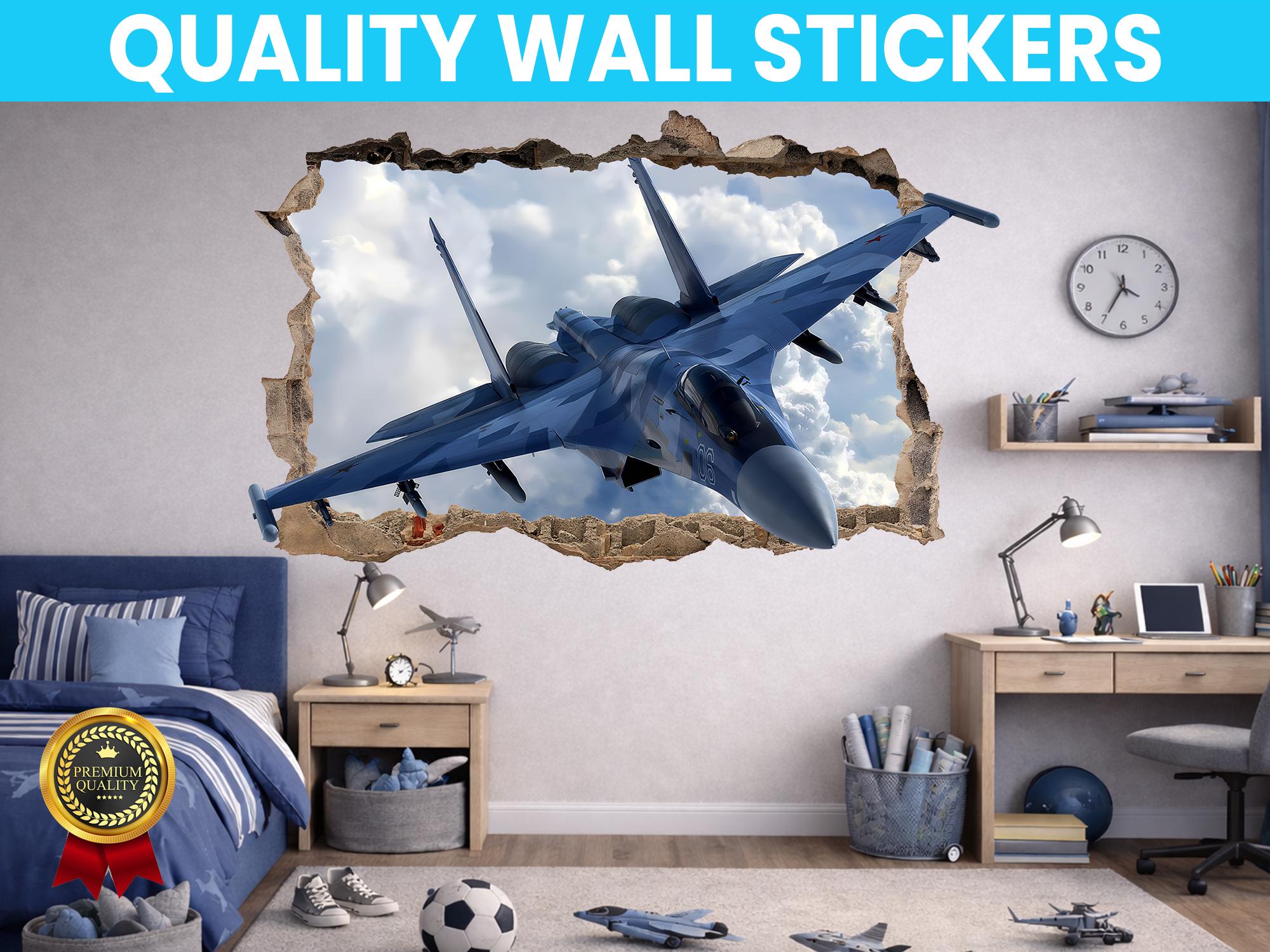 Fighter Jet Wall Decal Sticker Mural Poster Print Art Home Bedroom ...