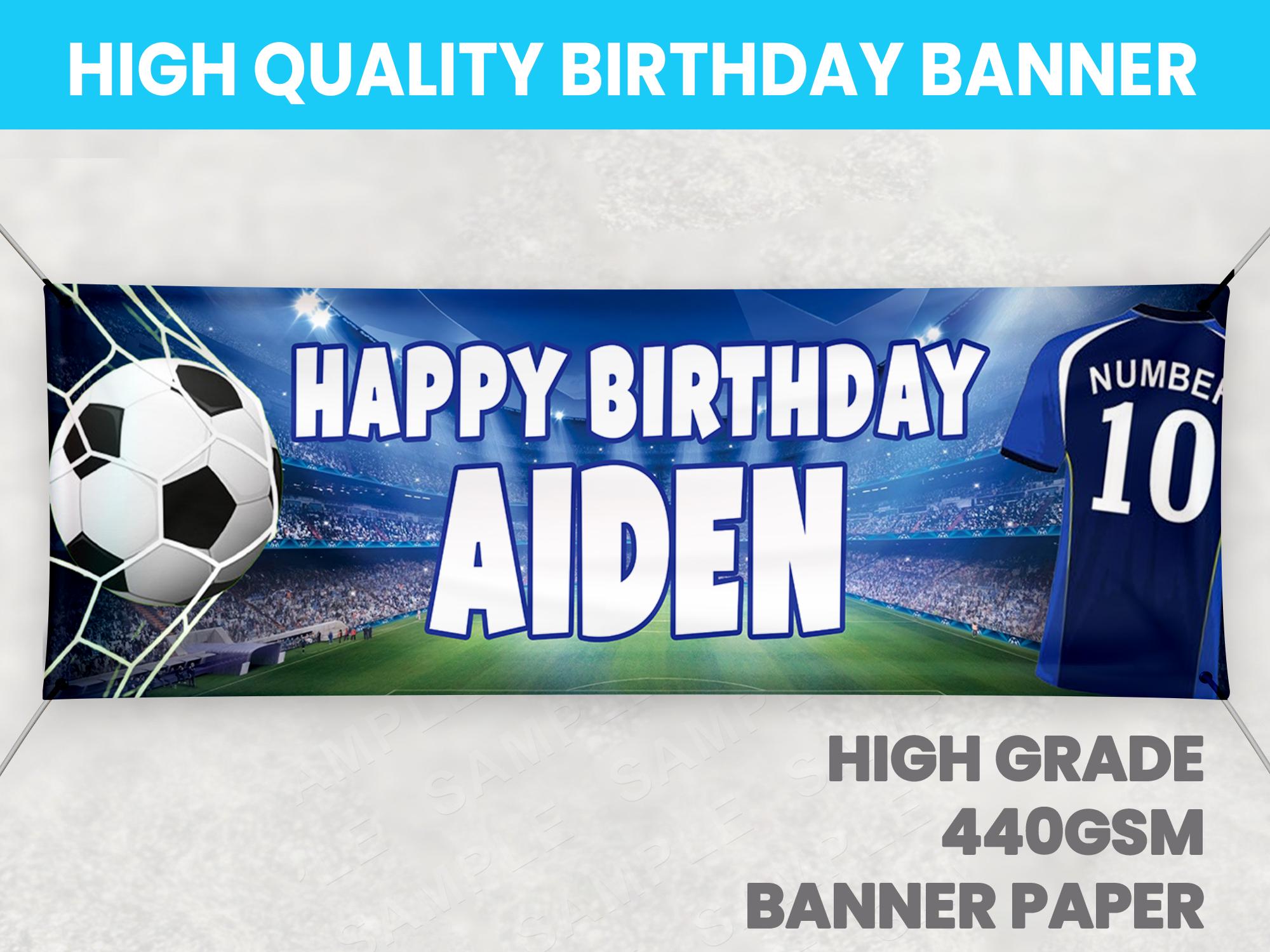 Striscione Banner COMPLEANNO PERSONALIZZATO PALLONE CALCIO Soccer Anche 255909568193 - Foto 4