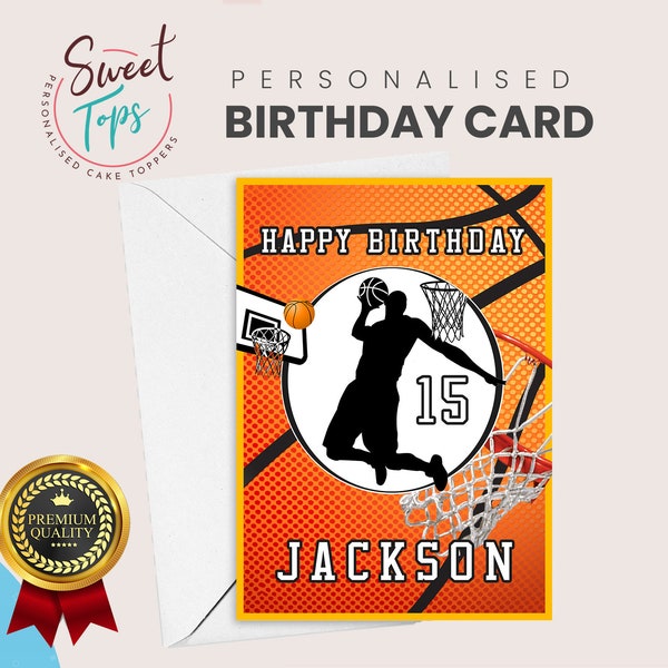 Personalised A5 Birthday Card Basket Ball Theme | Any Name & Age