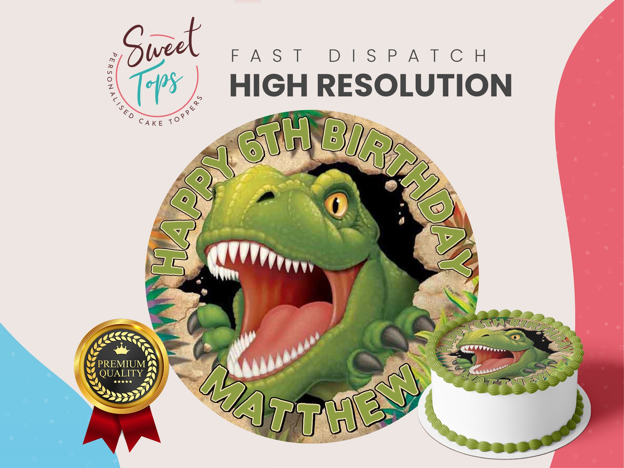 Dinosaurio T-Rex Round Edible Cake Topper Decoración - Etsy México Dinosaurio T-Rex Round Edible Cake Topper Decoración - Etsy México