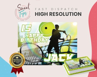 Tennis Personalised Rectangle Edible Birthday Cake Topper Cake Decoration