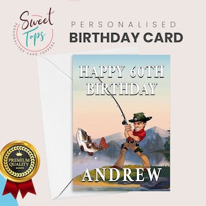 Thème de pêche personnalisé pour carte d'anniversaire A5 | N'importe quel nom et âge