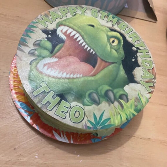Dinosaurio T-Rex Round Edible Cake Topper Decoración - Etsy México Dinosaurio T-Rex Round Edible Cake Topper Decoración - Etsy México