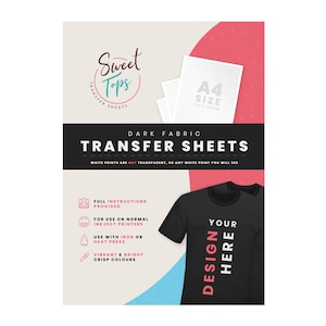 10 x A4 Aufbügeln T-Shirt Transferpapier für dunkle Stoffe - Für Inkjet-Drucker