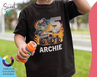 Personalised Monster Truck Children's Short Sleeve T Shirt -  Gift