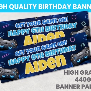 Gaming Theme Personalised Birthday Banner, Any Photo, Boy or Girl
