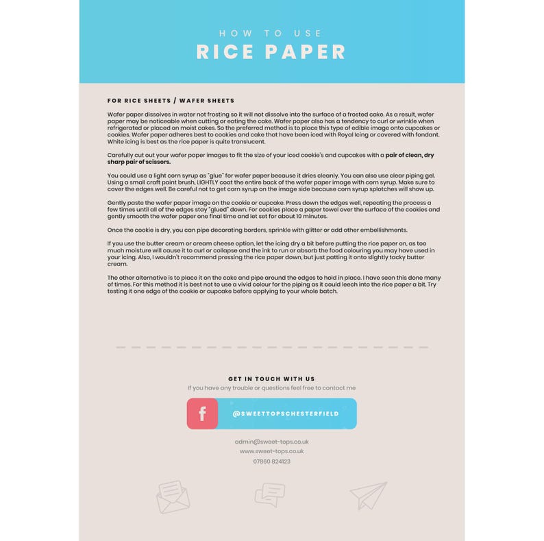 25x Edible Wafer Paper (Rice Paper) for Printing | A4 Pack | High Quality Rice Paper Instructions