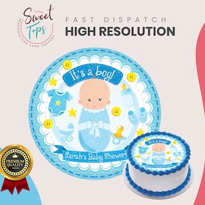 Babyshower ronde eetbare taarttopper decoratie jongen Aanpassen