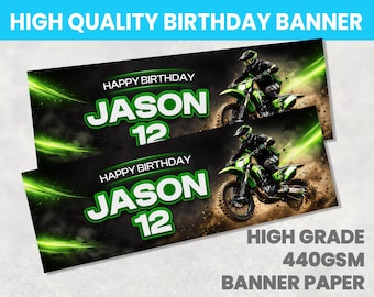Dirt Bike Personalised Birthday Banner Any Name Photo Party Banner Girl Boy