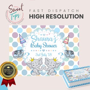 Baby Boy Baby Shower Personalised Rectangle Edible Cake Topper Cake Decoration