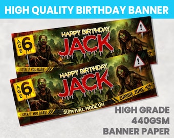 Zombies Personalised Birthday Banner Any Name Party Banners Girls Boys