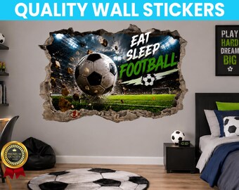Eat Sleep Football Wall Decal Sticker Mural Poster Print Art Home Bedroom Office Decoration