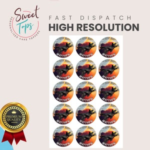 15x 2&quot; Fighter Jet Personalised Round Edible Cup Cake Toppers Birthday Decoration