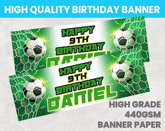 Football Personalised Birthday Banner, Any Photo, Boy or Girl - Green Theme