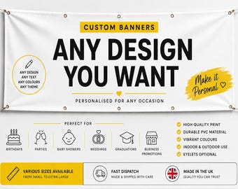 Custom Printed BANNER SIGN PVC Banners Weatherproof Birthday Advertising Outdoor