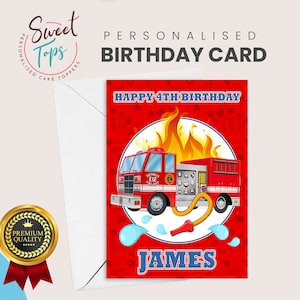 Carte d'anniversaire A5 personnalisée Pompier, Pompier | N'importe quel nom et âge