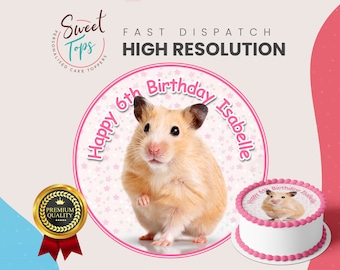 Hamster Personalised Round Edible Birthday Cake Topper